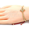 Pulsera Elegante 03.207.0110.11 Oro Laminado, Diseño de Guadalupe y Bola, con Blanca Micro Pave, Pulido, Tono Dorado (04 MM Thickness, 11 Inches Length)