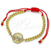 Pulsera Elegante 03.207.0024.11 Oro Laminado, Diseño de Corazón y Bola, con Blanca Micro Pave, Pulido, Tono Dorado (04 MM Thickness, 11 Inches Length)