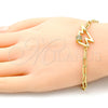 Pulsera Elegante 03.341.0043.08 Oro Laminado, Diseño de Paperclip, con Blanca Micro Pave, Pulido, Tono Dorado (04 MM Thickness, 8 Inches Length)