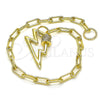 Pulsera Elegante 03.341.0043.08 Oro Laminado, Diseño de Paperclip, con Blanca Micro Pave, Pulido, Tono Dorado (04 MM Thickness, 8 Inches Length)
