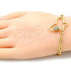 Pulsera Elegante 03.341.0045.08 Oro Laminado, Diseño de Paperclip y Mariposa, con Blanca Micro Pave, Pulido, Tono Dorado (04 MM Thickness, 8 Inches Length)