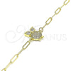 Pulsera Elegante 03.313.0028.07 Oro Laminado, Diseño de Búho y Paperclip, con Blanca Micro Pave, Pulido, Tono Dorado (03 MM Thickness, 7 Inches Length)