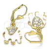 Arete Colgante 02.351.0058 Oro Laminado, Diseño de Elefante, con Blanca Cristal, Esmaltado Blanco, Tono Dorado