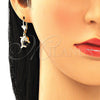 Arete Colgante 02.351.0064.2 Oro Laminado, Diseño de Delfín, con Negro Cristal, Pulido, Tono Dorado