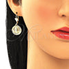 Arete Colgante 02.351.0065 Oro Laminado, Diseño de Guadalupe, Diamantado, Tono Dorado
