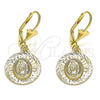 Arete Colgante 02.351.0065 Oro Laminado, Diseño de Guadalupe, Diamantado, Tono Dorado