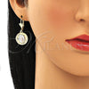 Arete Colgante 02.351.0065.1 Oro Laminado, Diseño de Guadalupe, Diamantado, Tres Tonos