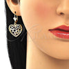 Arete Colgante 02.351.0069 Oro Laminado, Diseño de Corazón, Pulido, Tres Tonos