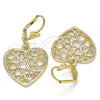 Arete Colgante 02.351.0069 Oro Laminado, Diseño de Corazón, Pulido, Tres Tonos