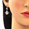 Arete Colgante 02.351.0074 Oro Laminado, Diseño de Trébol de Cuatro Hojas, Pulido, Tres Tonos
