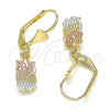 Arete Colgante 02.351.0079 Oro Laminado, Diseño de Búho, Pulido, Tres Tonos