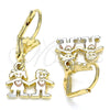 Arete Colgante 02.351.0080 Oro Laminado, Diseño de Niñito Pequeño y Niñita Pequeña, Pulido, Tres Tonos