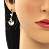 Arete Colgante 02.351.0081 Oro Laminado, Diseño de Cisne, Pulido, Tres Tonos