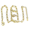 Tobillera de Dije 03.63.2167.10 Oro Laminado, Diseño de Delfín y Paperclip, con Blanca and Rubi Zirconia Cubica, Pulido, Tono Dorado (04 MM Thickness, 10 Inches Length)