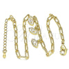 Tobillera de Dije 03.63.2168.10 Oro Laminado, Diseño de Paperclip y Paperclip, con Blanca Zirconia Cubica, Pulido, Tono Dorado (04 MM Thickness, 10 Inches Length)