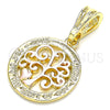 Dije Elegante 05.351.0078.1 Oro Laminado, Diseño de Ãrbol y Corazón, Pulido, Tres Tonos