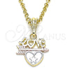 Dije Elegante 05.351.0080 Oro Laminado, Diseño de Amor y Corazón, Pulido, Tres Tonos