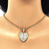 Dije Elegante 05.351.0081.1 Oro Laminado, Diseño de Guadalupe y Corazón, Diamantado, Tres Tonos