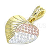 Dije Elegante 05.351.0087 Oro Laminado, Diseño de Corazón, Pulido, Tres Tonos