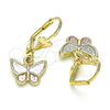 Arete Colgante 02.351.0090 Oro Laminado, Diseño de Mariposa, Pulido, Tres Tonos
