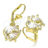 Arete Colgante 02.351.0091 Oro Laminado, Diseño de Elefante, Pulido, Tres Tonos
