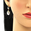 Arete Colgante 02.351.0092 Oro Laminado, Diseño de Corazón, Pulido, Tres Tonos