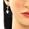 Arete Colgante 02.351.0095 Oro Laminado, Diseño de Tortuga, Pulido, Tres Tonos