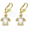 Arete Colgante 02.351.0095 Oro Laminado, Diseño de Tortuga, Pulido, Tres Tonos
