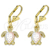Arete Colgante 02.351.0095 Oro Laminado, Diseño de Tortuga, Pulido, Tres Tonos