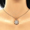 Collares con Dije 04.213.0179.20 Oro Laminado, Diseño de Flor, con Blanca Zirconia Cubica, Pulido, Tono Dorado (02 MM Thickness, 20 Inches Length)