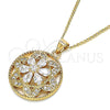 Collares con Dije 04.213.0179.20 Oro Laminado, Diseño de Flor, con Blanca Zirconia Cubica, Pulido, Tono Dorado (02 MM Thickness, 20 Inches Length)