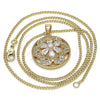 Collares con Dije 04.213.0179.20 Oro Laminado, Diseño de Flor, con Blanca Zirconia Cubica, Pulido, Tono Dorado (02 MM Thickness, 20 Inches Length)