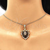 Collares con Dije 04.283.0024.20 Oro Laminado, Diseño de Oja, con Negro and Blanca Zirconia Cubica, Pulido, Tono Dorado (02 MM Thickness, 20 Inches Length)