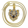 Collares con Dije 04.283.0024.20 Oro Laminado, Diseño de Oja, con Negro and Blanca Zirconia Cubica, Pulido, Tono Dorado (02 MM Thickness, 20 Inches Length)