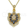 Collares con Dije 04.283.0024.20 Oro Laminado, Diseño de Oja, con Negro and Blanca Zirconia Cubica, Pulido, Tono Dorado (02 MM Thickness, 20 Inches Length)