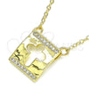 Collares con Dije 04.341.0038.18 Oro Laminado, Diseño de Cruz, con Blanca Micro Pave, Pulido, Tono Dorado (02 MM Thickness, 18 Inches Length)