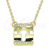 Collares con Dije 04.341.0038.18 Oro Laminado, Diseño de Cruz, con Blanca Micro Pave, Pulido, Tono Dorado (02 MM Thickness, 18 Inches Length)
