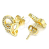 Arete Dormilona 02.94.0126 Oro Laminado, Diseño de Mariposa, con Blanca Micro Pave, Pulido, Tono Dorado