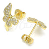 Arete Dormilona 02.94.0127 Oro Laminado, Diseño de Mariposa, con Blanca Micro Pave, Pulido, Tono Dorado