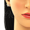 Arete Dormilona 02.94.0132 Oro Laminado, Diseño de Mariposa, con Blanca Micro Pave, Pulido, Tono Dorado