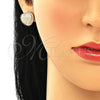 Arete Dormilona 02.156.0407 Oro Laminado, Diseño de Corazón, con Blanca Micro Pave, Pulido, Tono Dorado