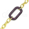 Pulsera Elegante 03.341.0052.2.07 Oro Laminado, Diseño de Paperclip, con Rubi Micro Pave, Pulido, Rodinado Negro (06 MM Thickness, 7 Inches Length)