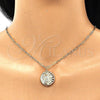 Collares con Dije 04.60.0017.18 Oro Laminado, Diseño de Luna y Sol, con Blanca Micro Pave, Pulido, Tono Dorado (03 MM Thickness, 18 Inches Length)