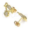 Arete Dormilona 02.213.0171 Oro Laminado, Diseño de Niñita Pequeña, con Blanca Micro Pave, Pulido, Tono Dorado