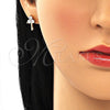 Arete Dormilona 02.213.0174 Oro Laminado, Diseño de Llave, con Blanca Zirconia Cubica, Pulido, Tono Dorado