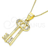 Collares con Dije 04.213.0192.20 Oro Laminado, Diseño de Llave, con Blanca Cristal, Pulido, Tono Dorado (20 Inches Length)
