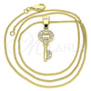 Collares con Dije 04.213.0193.20 Oro Laminado, Diseño de Llave, con Blanca Cristal, Pulido, Tono Dorado (02 MM Thickness, 20 Inches Length)