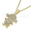 Collares con Dije 04.195.0056.20 Oro Laminado, Diseño de Niñita Pequeña, con Blanca Micro Pave, Pulido, Tono Dorado (02 MM Thickness, 20 Inches Length)