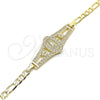 Pulsera Elegante 03.351.0090.08 Oro Laminado, Diseño de Guadalupe y Flor, Pulido, Tono Dorado (05 MM Thickness, 8 Inches Length)
