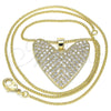 Collares con Dije 04.156.0202.20 Oro Laminado, Diseño de Corazón, con Blanca Micro Pave, Pulido, Tono Dorado (02 MM Thickness, 20 Inches Length)